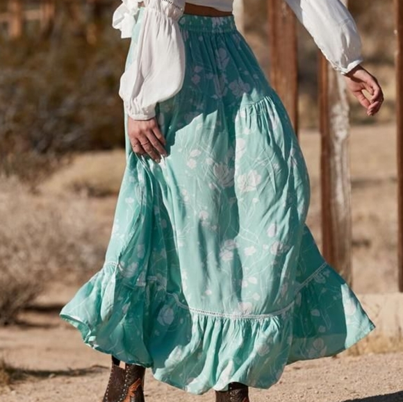 New Kivari Antigua Maxi Skirt Mint Antique Blue S - Picture 4 of 11